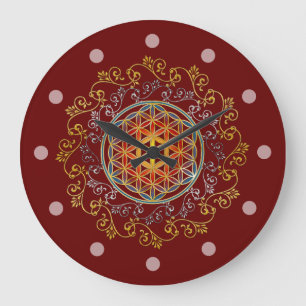 Reloj Redondo Grande Flor De Vida - Ornamentos Vintage Mandala 1