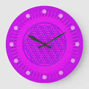 Reloj Redondo Grande Flor de vida - sol - patrón ininterrumpido 3