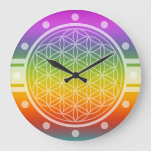 Reloj Redondo Grande Flor de vida - SOLAMENTE gradientes de COLOR multi