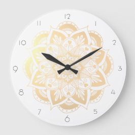 Reloj Redondo Grande Flor elegante dorada Mandala
