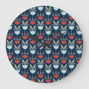 Reloj Redondo Grande Flor geométrica: ornamento ventilado multicolor