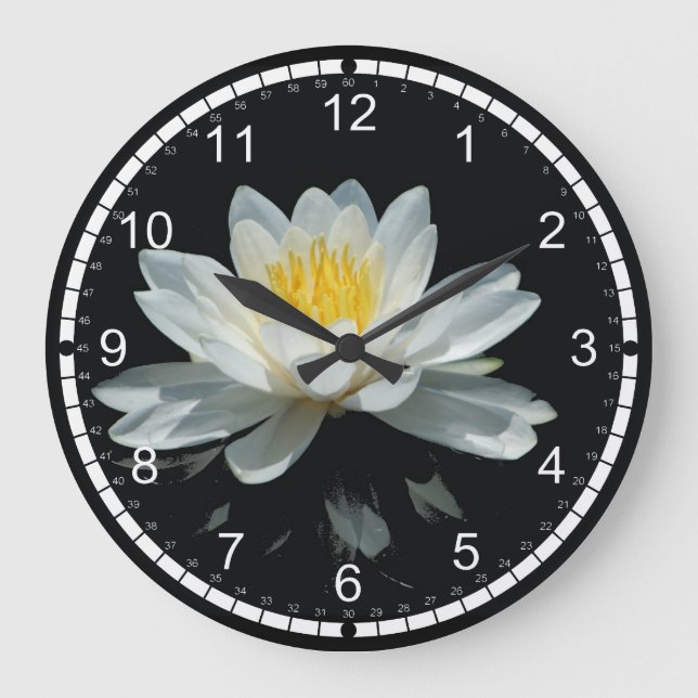 Reloj Redondo Grande Flor Lotus (Lily del Agua) (Anverso)