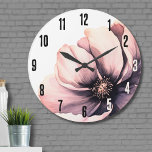 Reloj Redondo Grande Flor Moderna Floral Rosa<br><div class="desc">Diseño moderno y sobrio, en boda de flores negras y rosas. Un aspecto clásico pero caprichoso con flores negras, grises y cremas con fuentes negras y letras modernas. Edite todo el texto a su propia información. ¡Incluso puedes cambiar el color de fondo a lo que quieras! También tengo otros estilos...</div>