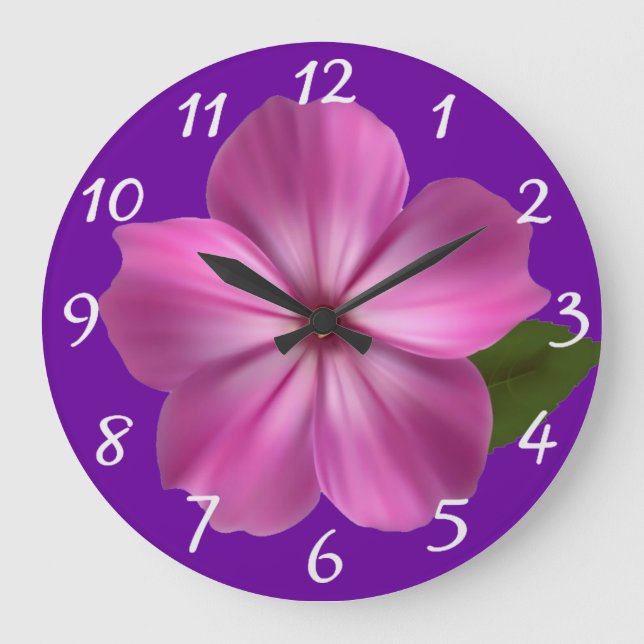 Reloj Redondo Grande Flor morada (Anverso)
