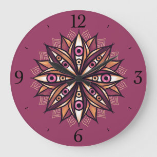 Reloj Redondo Grande Flor psicodélica con ojos trippy y espeluznante