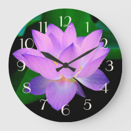 Reloj Redondo Grande Flor púrpura hermosa azul de Lotus