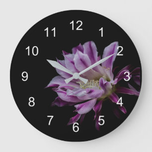 Reloj Redondo Grande Flor real morada y blanca