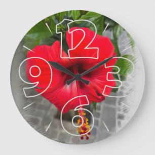 Reloj Redondo Grande Flor roja brillante