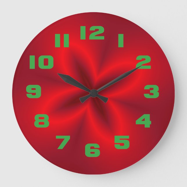 Reloj Redondo Grande Flor roja vibrante neón (Anverso)