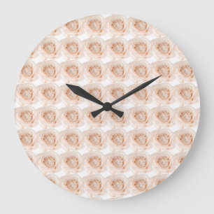 Reloj Redondo Grande Flor rosa blanca