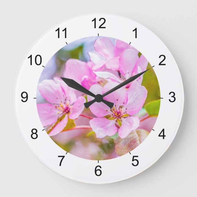 Reloj Redondo Grande Flor rosa de manzana (Anverso)