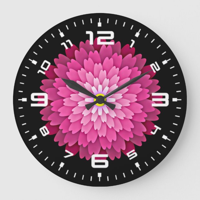 Reloj Redondo Grande Flor rosa grande reloj (Anverso)