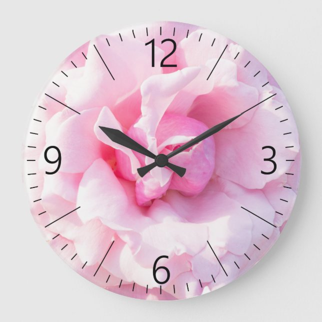 Reloj Redondo Grande Flor rosa rosada (Anverso)