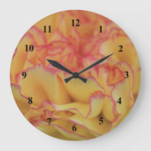 Reloj Redondo Grande Flor rosada y amarilla colorida del clavel