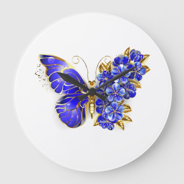 Reloj Redondo Grande Flor Sapphire Mariposa (Anverso)