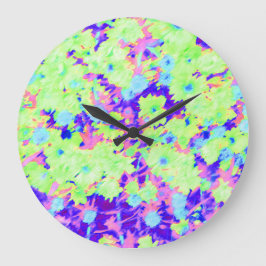 Reloj Redondo Grande Flor silvestre colorida Pastel