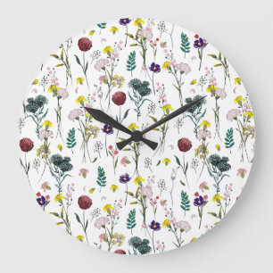 Reloj Redondo Grande Flor Silvestre Vibrante