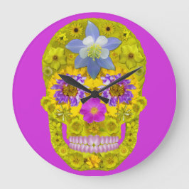 Reloj Redondo Grande Flor Skull 3