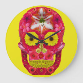 Reloj Redondo Grande Flor Skull 6