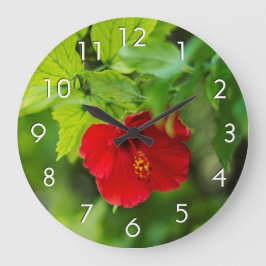 Reloj Redondo Grande Flor tropical de Hibiscus Hawai