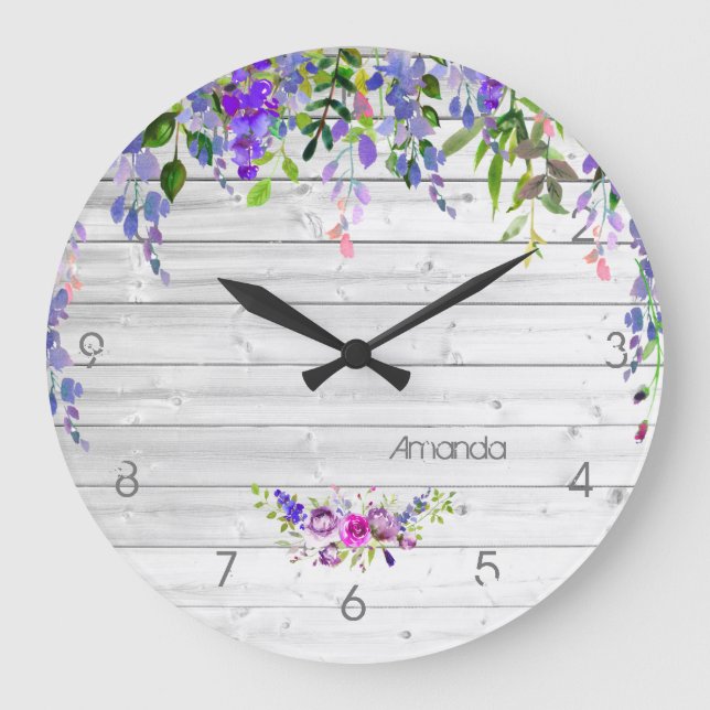 Reloj Redondo Grande Floral acuática ultravioleta rusa (Anverso)