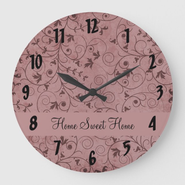 Reloj Redondo Grande Floral borrosa roja (Anverso)