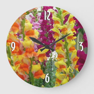 Reloj Redondo Grande Floral colorida de Snapdragons