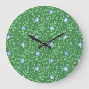 Reloj Redondo Grande Floral de estilo campestre azul oscuro peringuil
