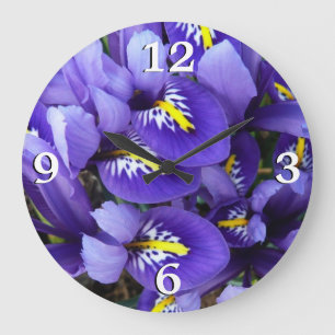 Reloj Redondo Grande Floral de primavera de irlandeses azules en miniat