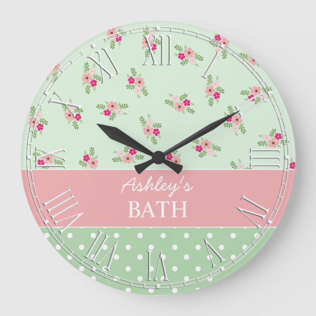 Reloj Redondo Grande Floral de Shabby Chic Country (Anverso)