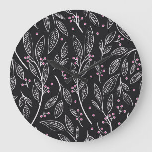 Reloj Redondo Grande Floral dibujada a mano: diseño sin inconvenientes