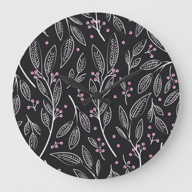 Reloj Redondo Grande Floral dibujada a mano: diseño sin inconvenientes (Anverso)