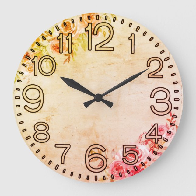 Reloj Redondo Grande Floral Elegance Round Acrylic Wall Clock (Anverso)