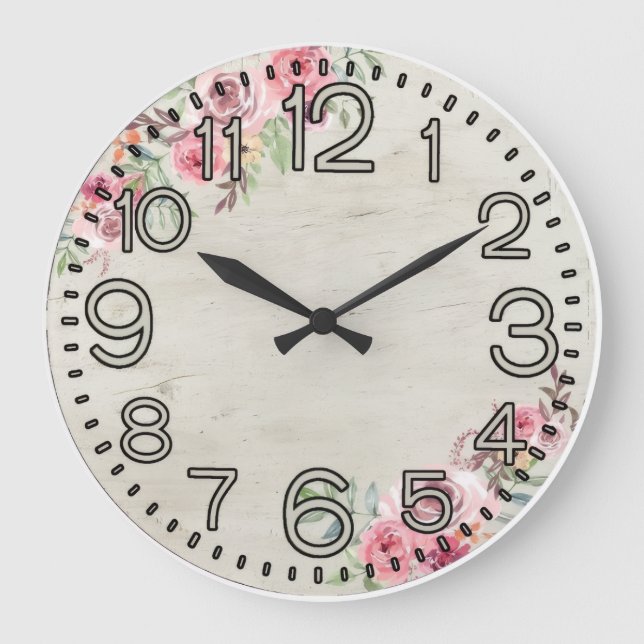 Reloj Redondo Grande Floral Elegance Round Acrylic Wall Clock (Anverso)