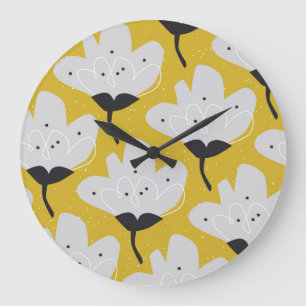 Reloj Redondo Grande Floral escandinava: diseño de cosecha manual