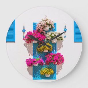 Reloj Redondo Grande Floral étnica: Pared Jardín