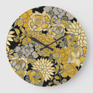 Reloj Redondo Grande Floral Étnica: Textura Paisley Creativa.