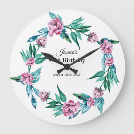 Reloj Redondo Grande Floral Femenina Romántica 40º cumpleaños