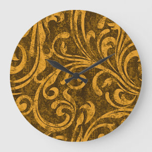 Reloj Redondo Grande Floral gris, textura transparente de alta resoluci