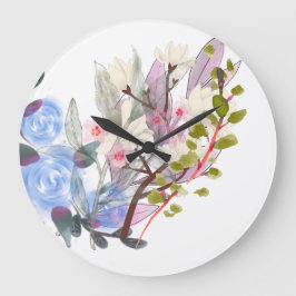 Reloj Redondo Grande Floral Leaves Art – Elegant Flowers and Botanical