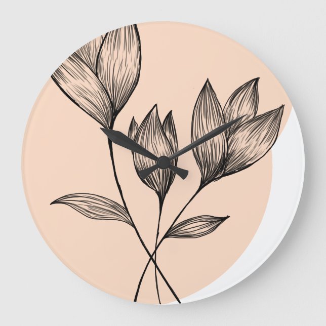 Reloj Redondo Grande Floral minimalistic  (Anverso)