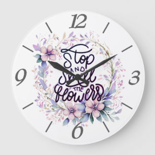 Reloj Redondo Grande Floral morado detente y huele las flores