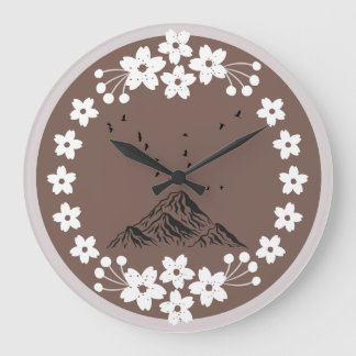 Reloj Redondo Grande Floral Mountain Wall Clock | Elegant Minimal Home 