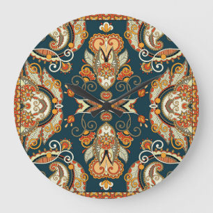 Reloj Redondo Grande Floral Paisley Bandanna: Ornamento Tradicional