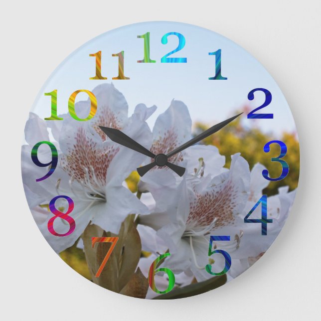 Reloj Redondo Grande Floral rainbow numbers (Anverso)