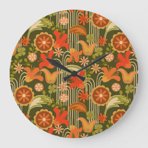 Reloj Redondo Grande Floral retro -