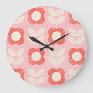 Reloj Redondo Grande Floral retro con estilo escandinavo sin soldadura