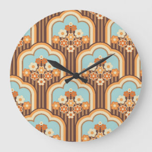 Reloj Redondo Grande Floral Retro: Resurgimiento del fondo de escritori