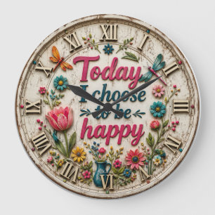 Reloj Redondo Grande Floral Rustic Botanical Dragonfly Farmhouse