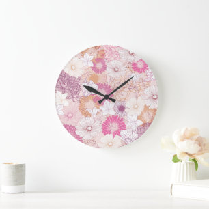 Reloj Redondo Grande Floral sin Costuras